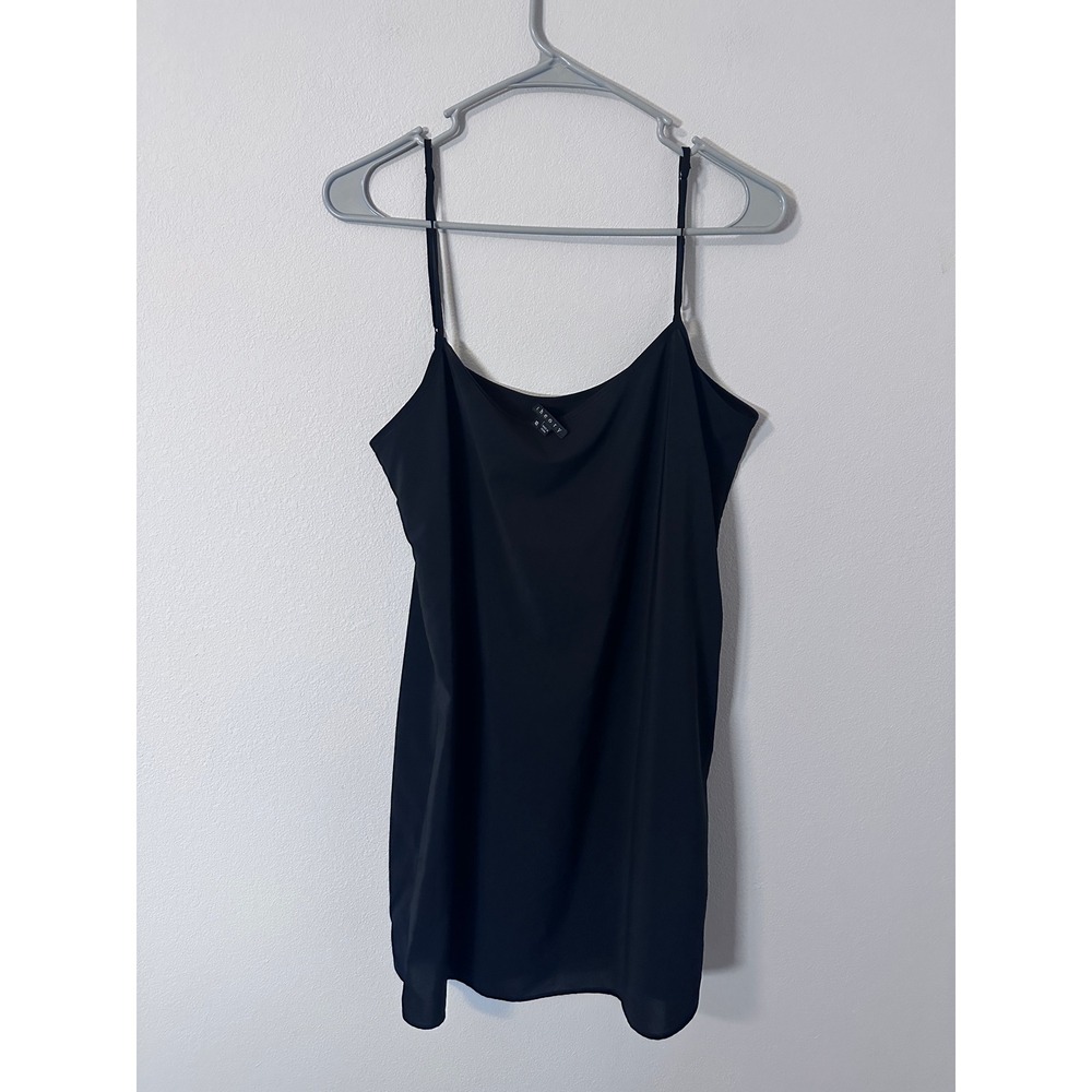 Theory Silk Camisole 10 Black 100% silk Avanon Gauzy Spaghetti Strap Slip Dress